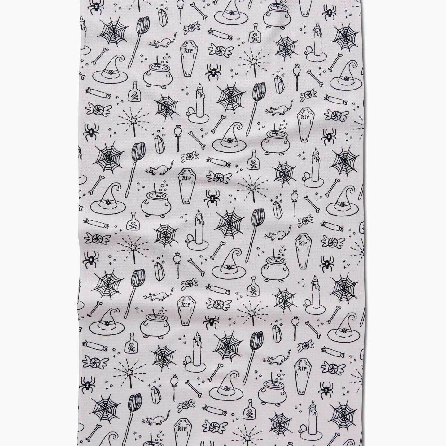 tea towel - microfiber halloween - magic white by geometry house