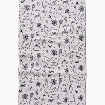 tea towel - microfiber halloween - magic white by geometry house
