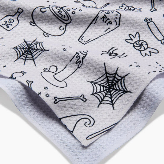 tea towel - microfiber halloween - magic white by geometry house