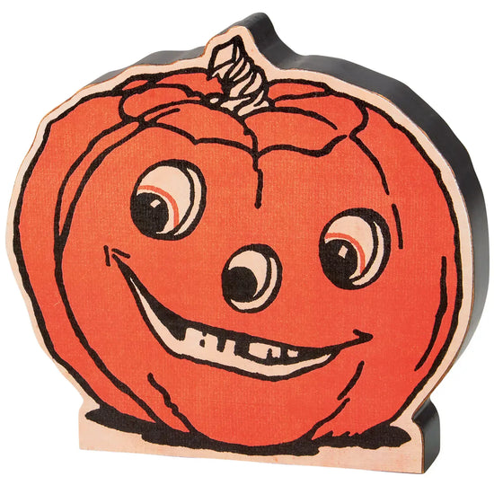 decor - wooden sitter - jack o'lantern pumpkin by primitives by kathy