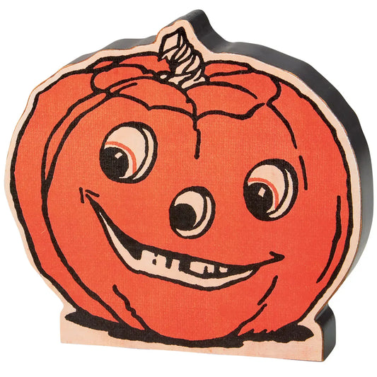 decor - wooden sitter - jack o'lantern pumpkin by primitives by kathy