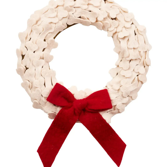 wreath - felt dog bones - red ribbon by arcadia home