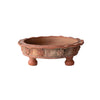 terracotta low bowl - ruffled & footed - embossed flowers by creative co-op