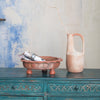 terracotta low bowl - ruffled & footed - embossed flowers by creative co-op
