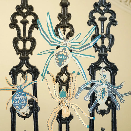 ornaments - recycled cotton paper - spiders by east end press