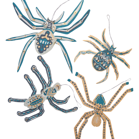 ornaments - recycled cotton paper - spiders by east end press