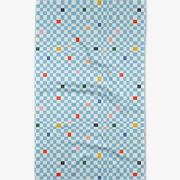 microfiber tea towel - happy check by geometry house