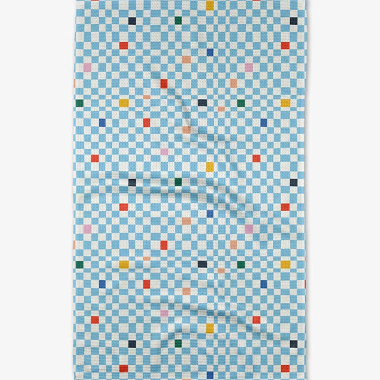 microfiber tea towel - happy check by geometry house