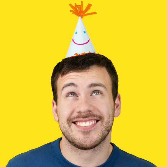 party hats - happy face paper - 5 pack by talking tables, usa