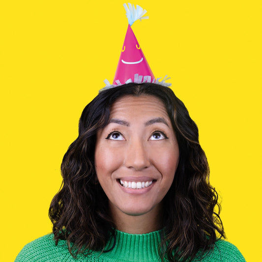 party hats - happy face paper - 5 pack by talking tables, usa