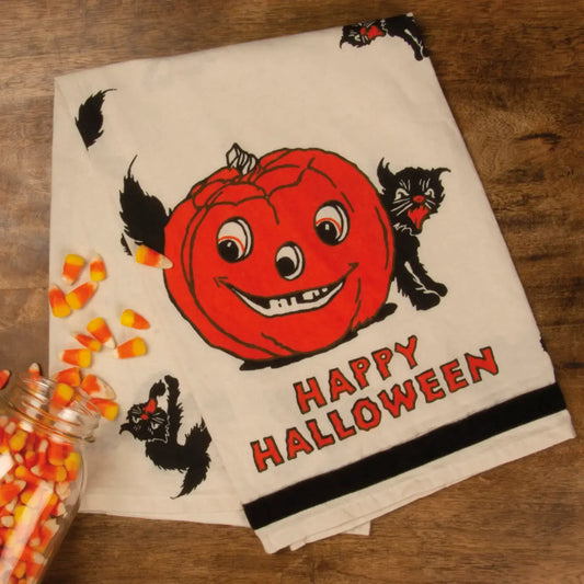 tea towel - happy halloween - vintage by primitives by kathy