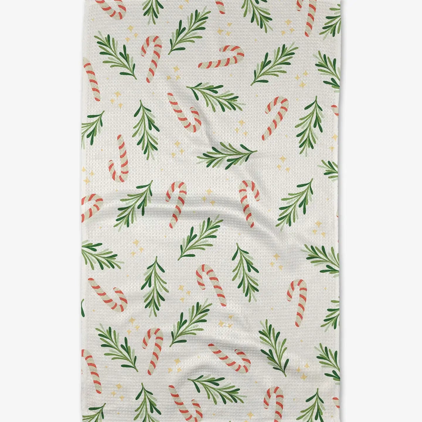 tea towel - microfiber holiday - happy canes/foliage by geometry house
