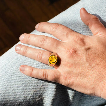 ring - smiley face - 24k gold plate by peter and june