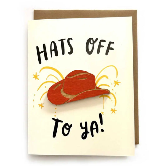 card + wood magnet - hats off to ya! by snowmade