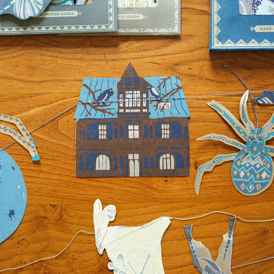 garland - recycled cotton paper - haunted house by east end press