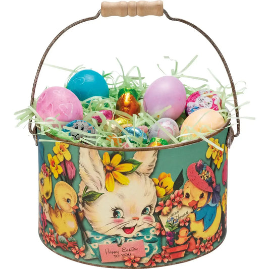 decor - bucket - happy easter by primitives by kathy