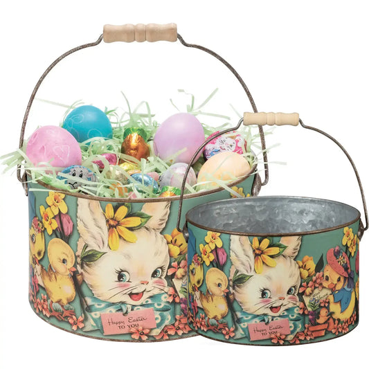 decor - bucket - happy easter by primitives by kathy