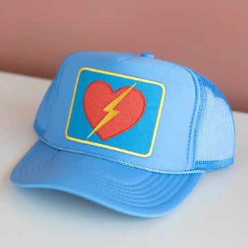 hat - heart lightning bolt - blue by madley