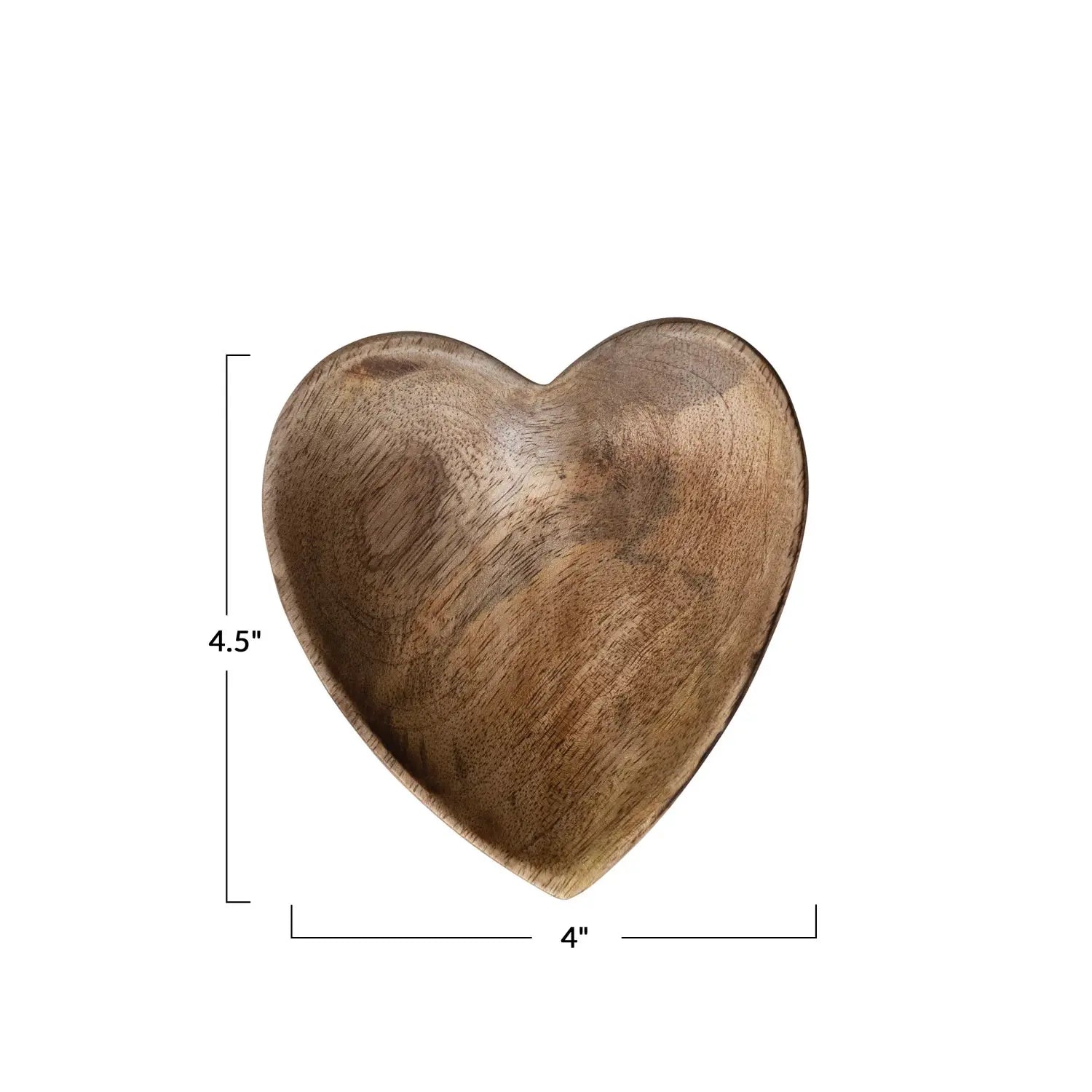 dish - heart shaped mango wood by creative co-op