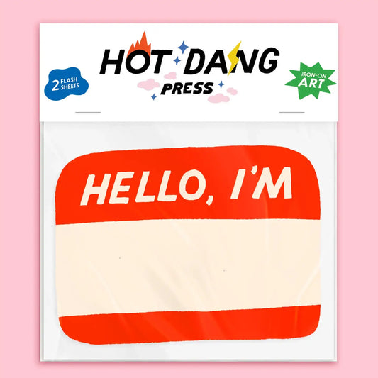 name tag - iron-on - hello, i'm by hot dang press