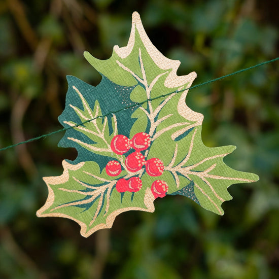 garland - recycled cotton paper - holly & ivy by east end press