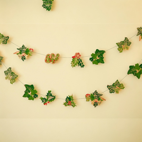 garland - recycled cotton paper - holly & ivy by east end press