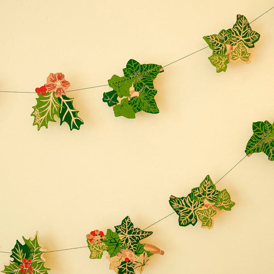 garland - recycled cotton paper - holly & ivy by east end press
