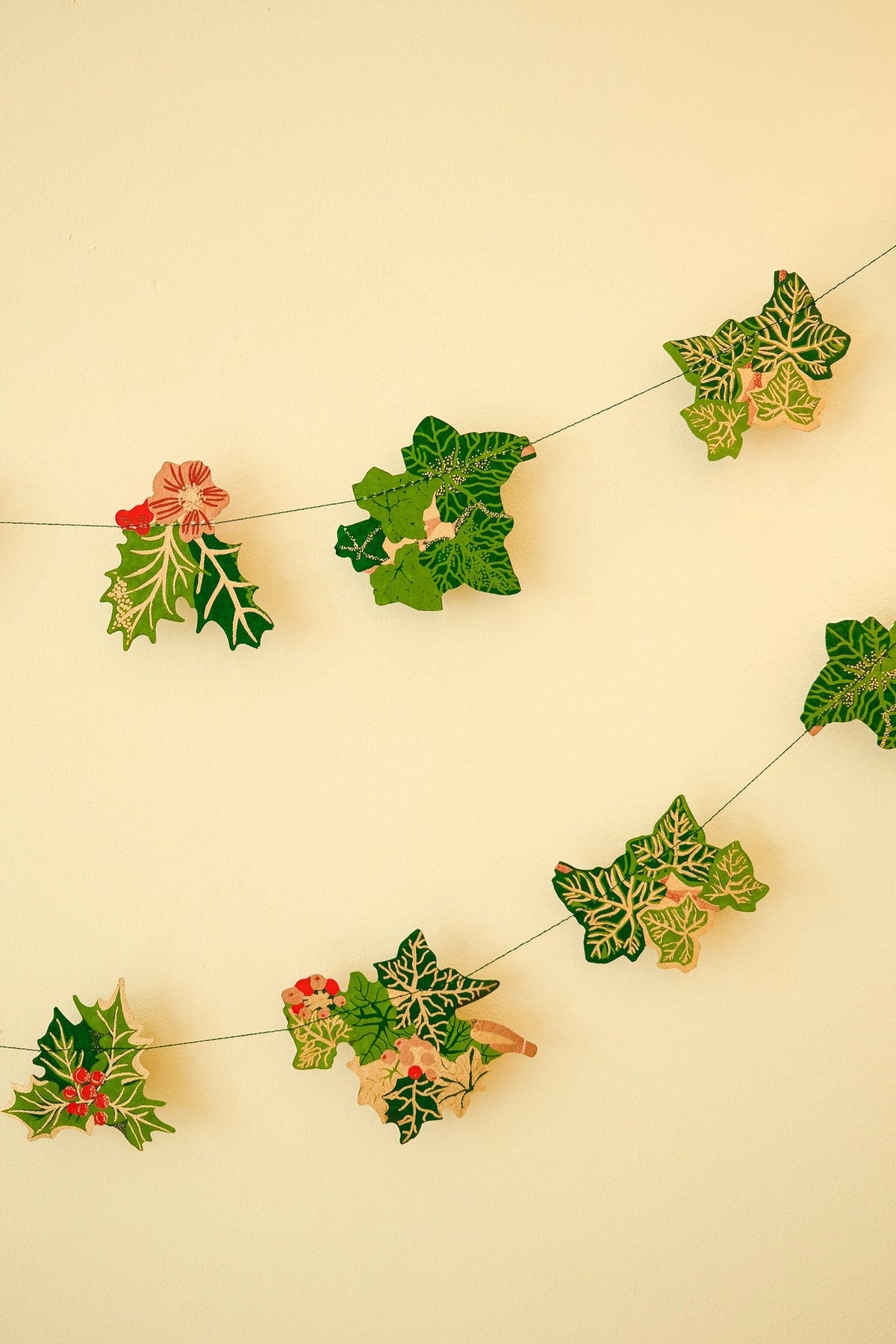 garland - recycled cotton paper - holly & ivy by east end press