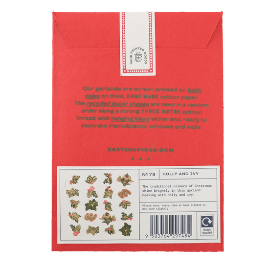 garland - recycled cotton paper - holly & ivy by east end press