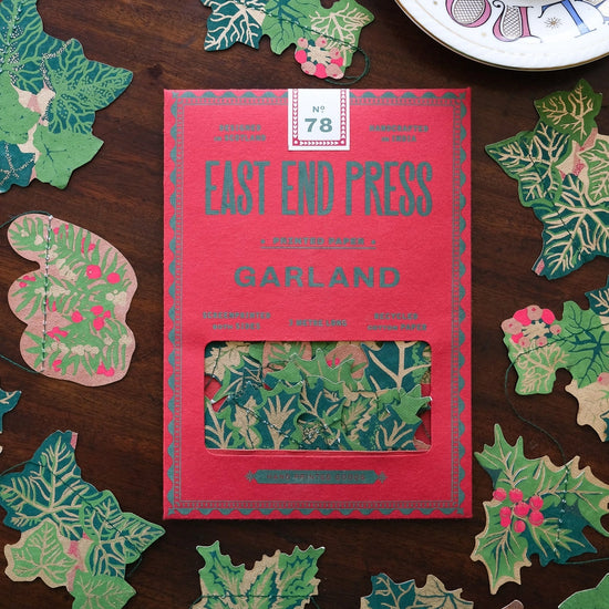 garland - recycled cotton paper - holly & ivy by east end press