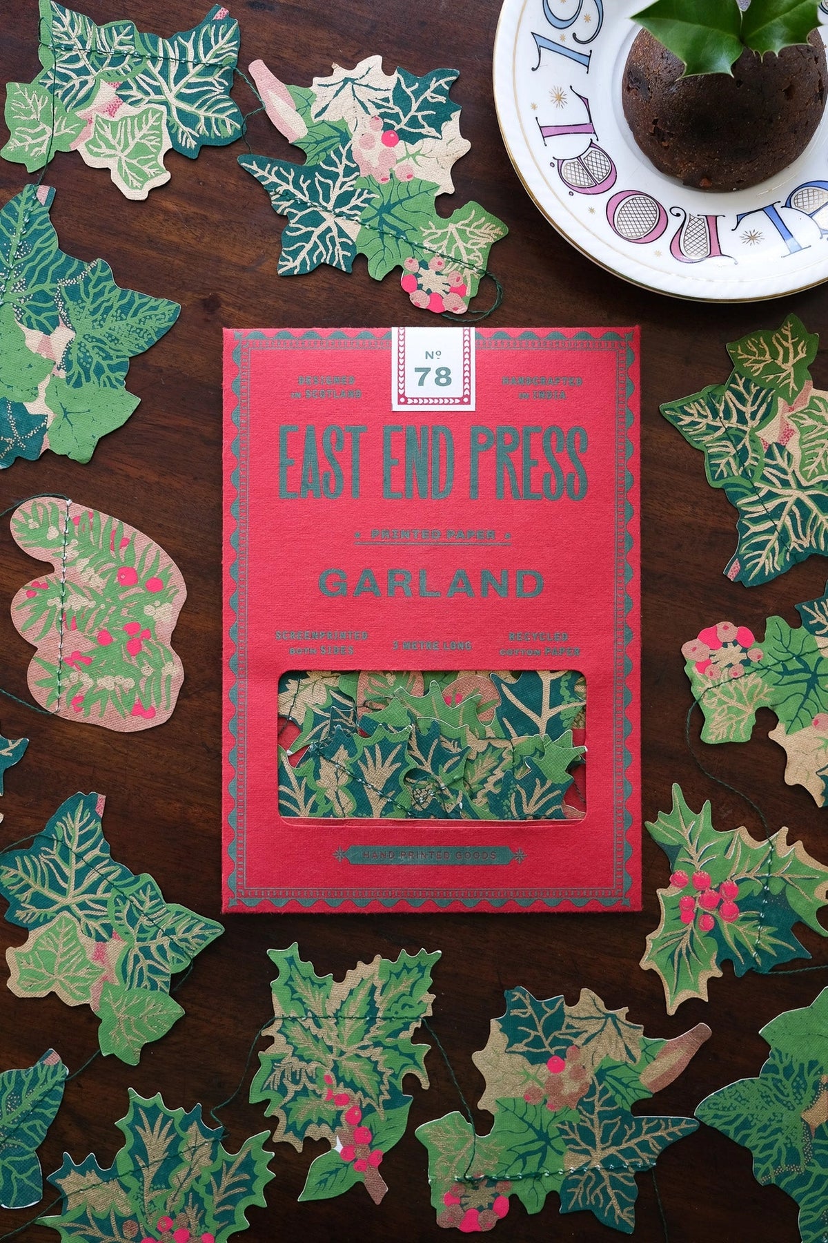 garland - recycled cotton paper - holly & ivy by east end press