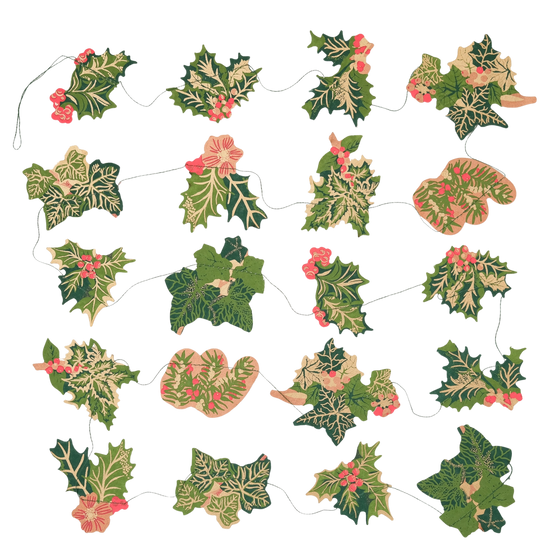garland - recycled cotton paper - holly & ivy by east end press