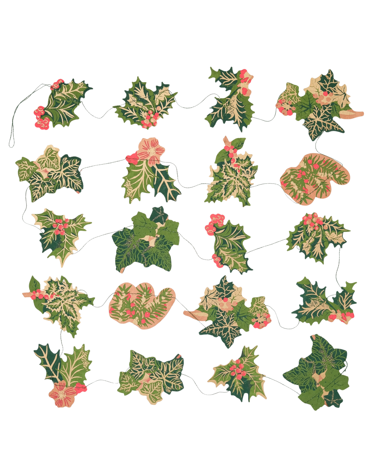 garland - recycled cotton paper - holly & ivy by east end press