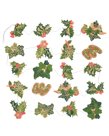 garland - recycled cotton paper - holly & ivy by east end press