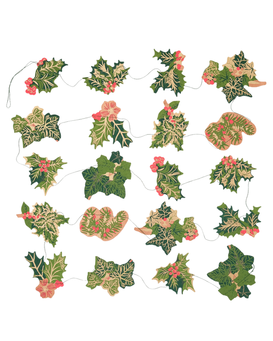 garland - recycled cotton paper - holly & ivy by east end press
