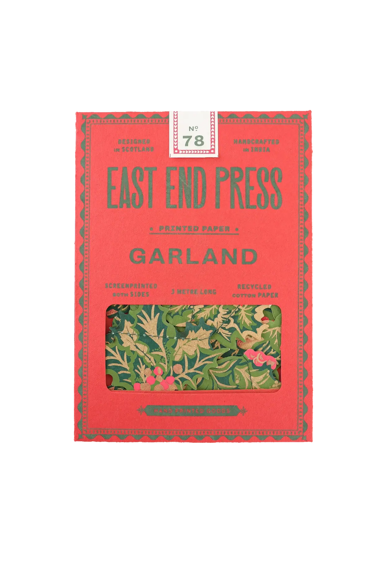 garland - recycled cotton paper - holly & ivy by east end press