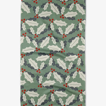 tea towel - microfiber holiday - holly jolly by geometry house
