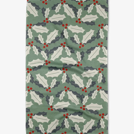 tea towel - microfiber holiday - holly jolly by geometry house