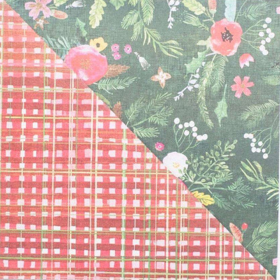 wrapping paper - 2-sided eco - homespun plaid/winter floral by wrappily eco gift wrap co.