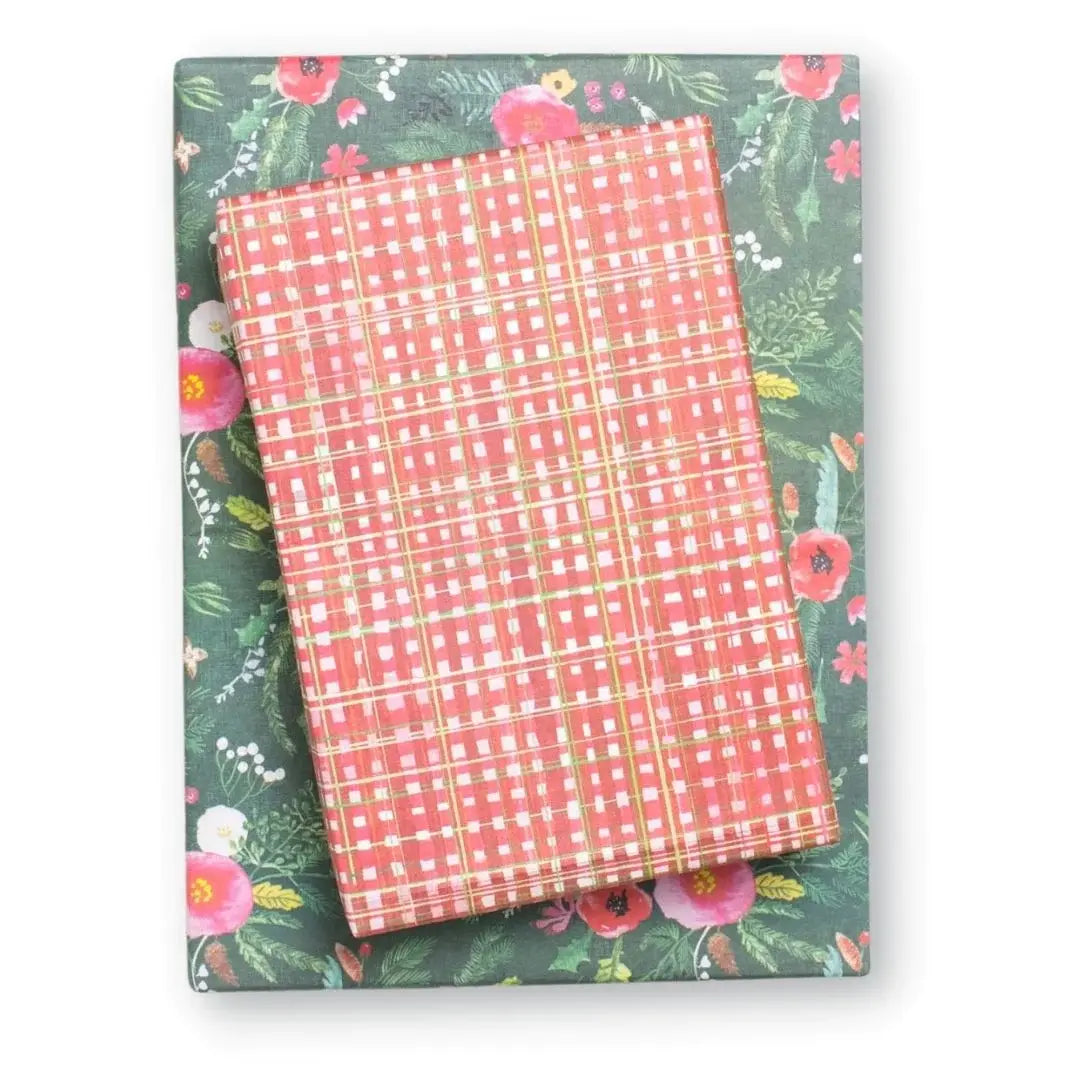 wrapping paper - 2-sided eco - homespun plaid/winter floral by wrappily eco gift wrap co.