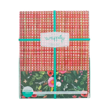 wrapping paper - 2-sided eco - homespun plaid/winter floral by wrappily eco gift wrap co.