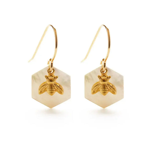 earrings - honey bee hexagon - 14k gold fill by amano studio
