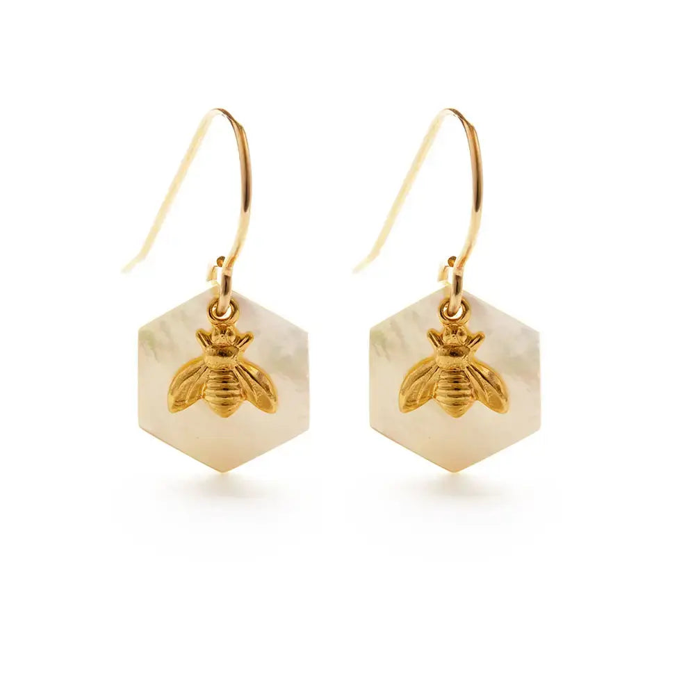 earrings - honey bee hexagon - 14k gold fill by amano studio