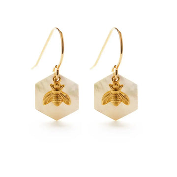 earrings - honey bee hexagon - 14k gold fill by amano studio