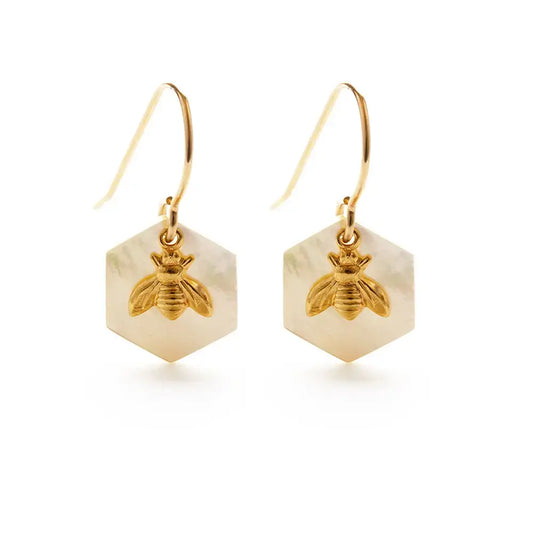 earrings - honey bee hexagon - 14k gold fill by amano studio
