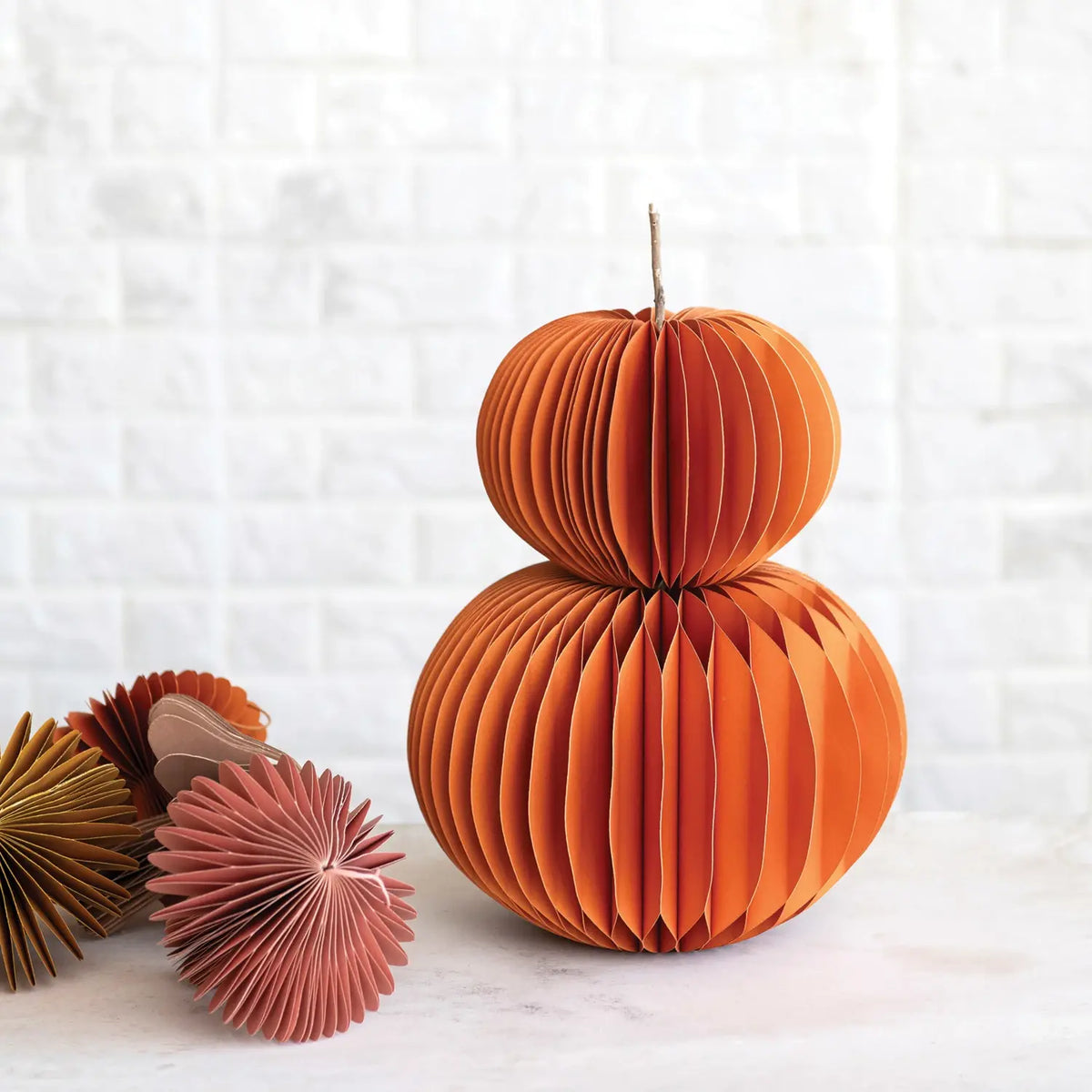 decor - paper honeycomb pumpkin by creative co-op