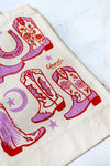 tote bag/zipper closure - howdy cowgirl - pink/red by calhoun & co.