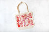 tote bag/zipper closure - howdy cowgirl - pink/red by calhoun & co.