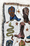 blanket - recycled cotton/acrylic - howdy cowgirl tapestry by calhoun & co.