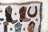 blanket - recycled cotton/acrylic - howdy cowgirl tapestry by calhoun & co.